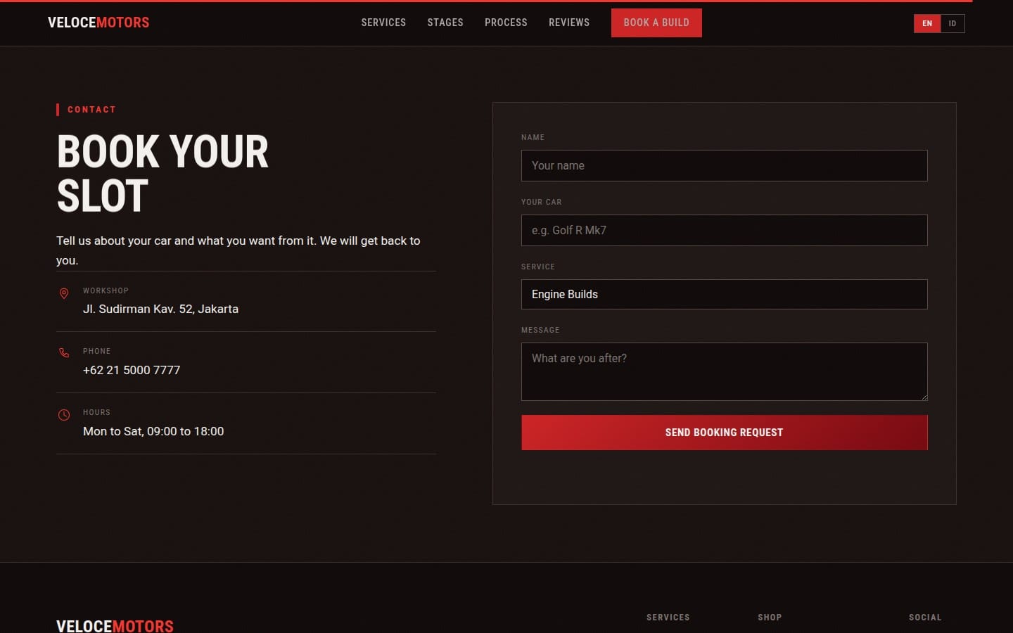 VELOCE Motors โ Form booking